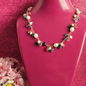 Collana a catena in argento 925 con pietre colorate quarzo blu