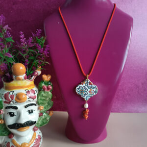 Collana a corda con maiolica di caltagirone 3
