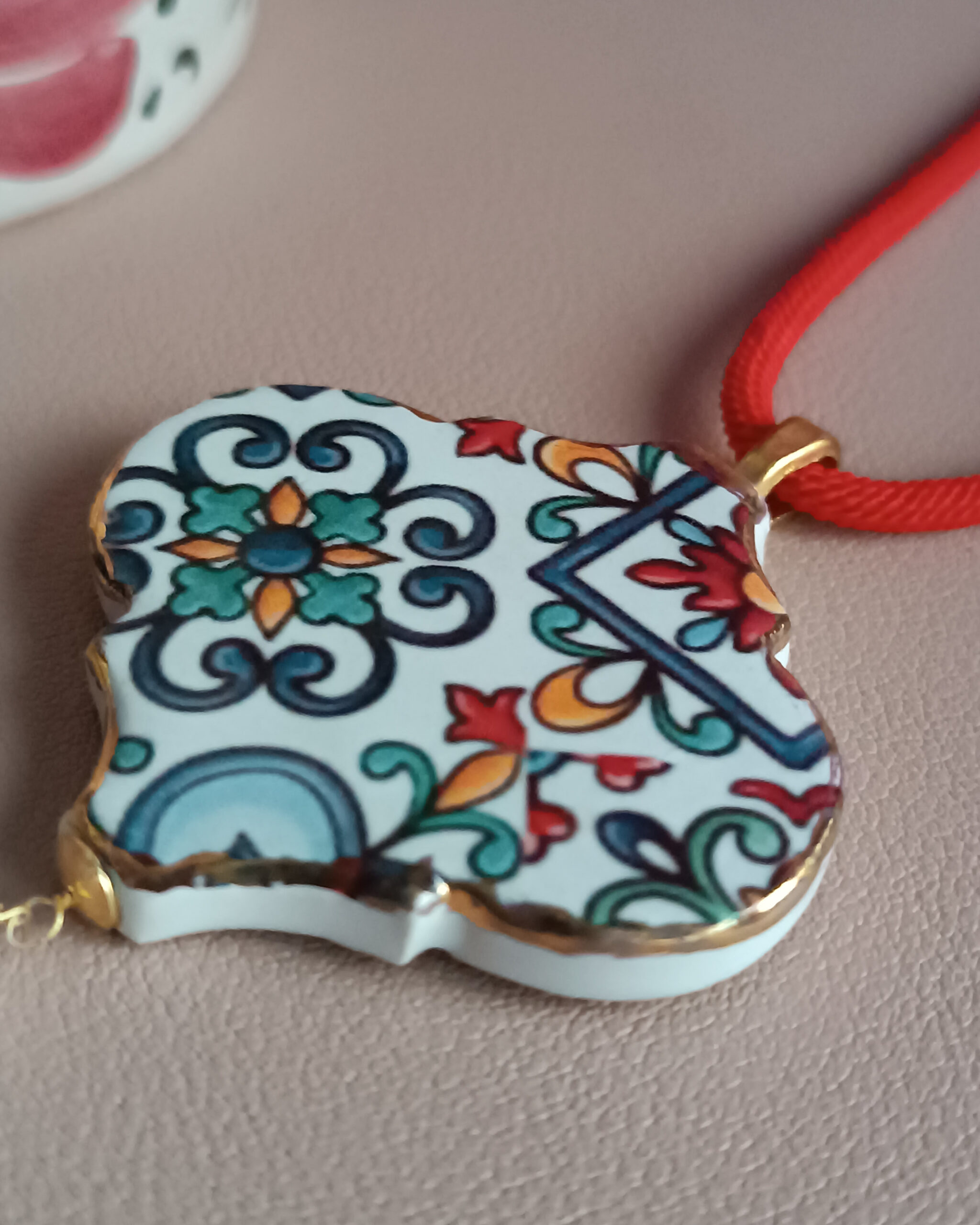 Collana a corda con maiolica di caltagirone 8