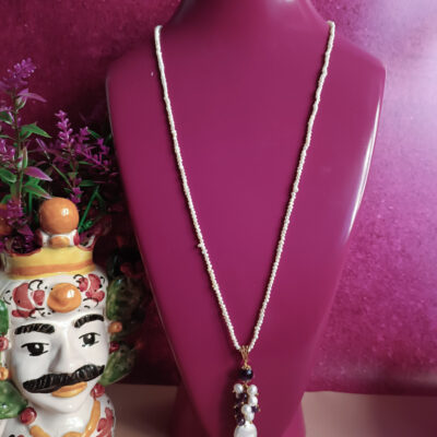 Collana extra lunga con perle di fiume e ametista 2