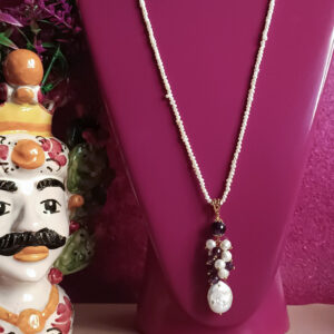 Collana extra lunga con perle di fiume e ametista 3