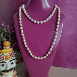 Collana extra lunga modello charlestone con perle di fiume rosa 3