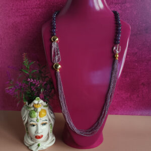 Collana lunga con ametista e zirconi viola 3