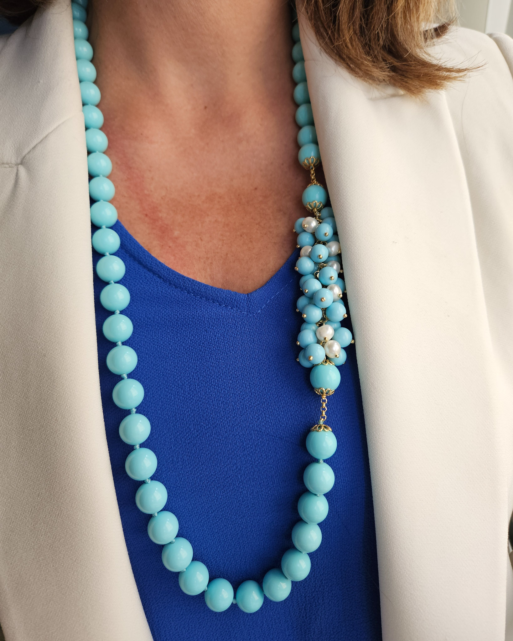 Collana lunga in pasta di turchese