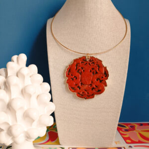 Collana rigida con giada giadeite rossa 2
