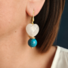 Orecchini Pendenti con Cuori di Quarzo Rosa e Apatite