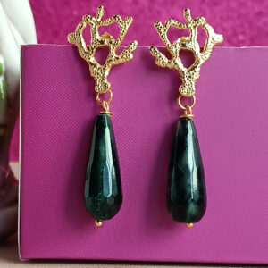 Orecchini a goccia in Argento 925 con giada verde 1