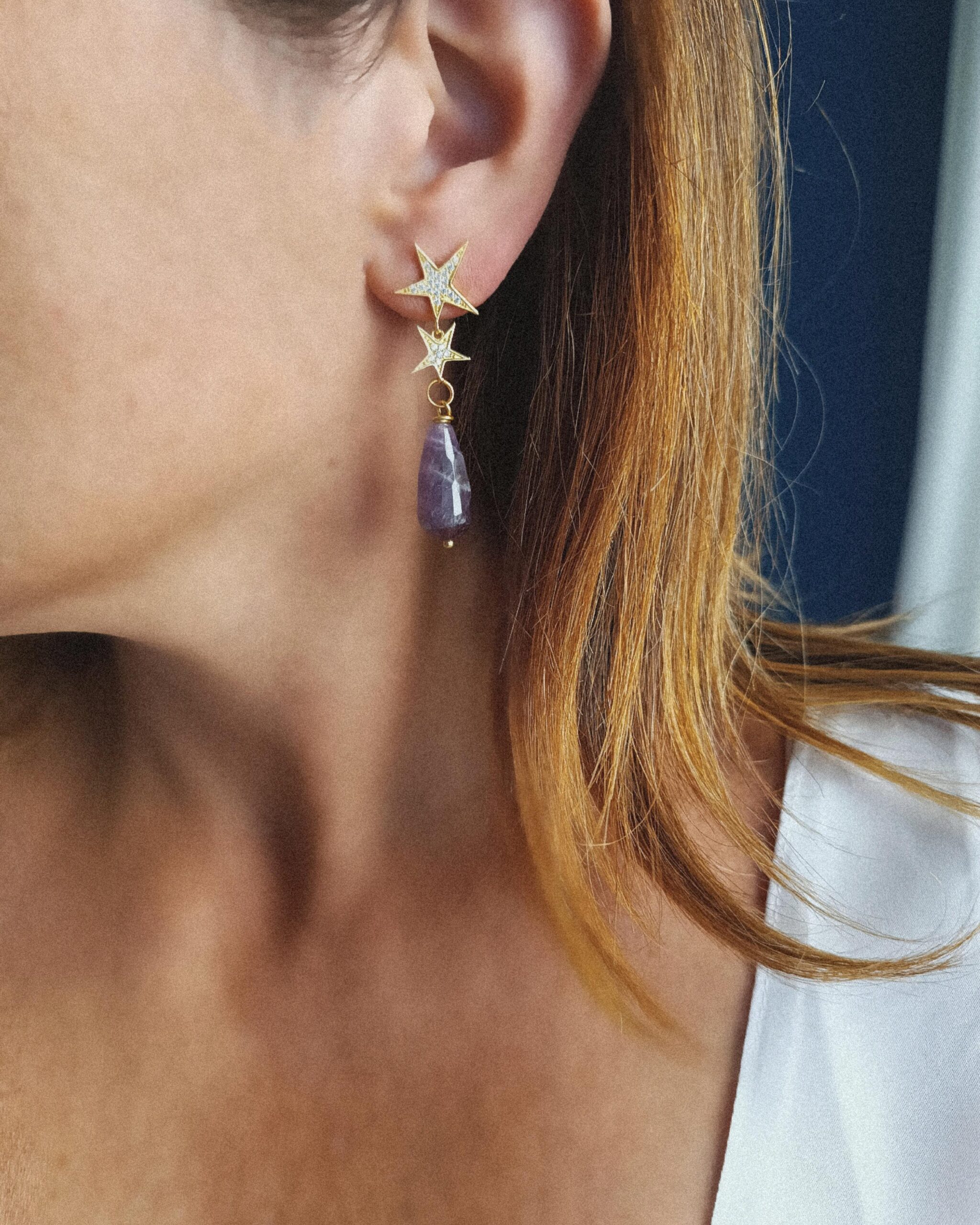 Orecchini a goccia in argento 925 con ametista naturale
