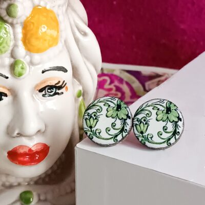 Orecchini al lobo con mattonelle in ceramica di caltagirone