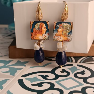 Orecchini con mattonelle in ceramica di caltagirone 1