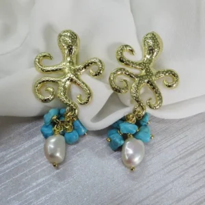 Orecchini di perle con turchese