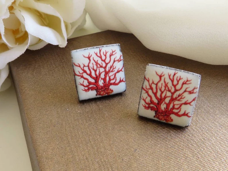 Orecchini siciliani al lobo con mattonelle in ceramica di caltagirone 5