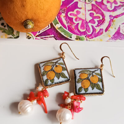 Orecchini siciliani con mattonelle in ceramica di caltagirone 1