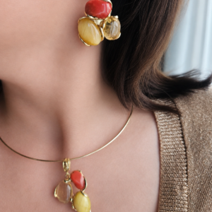 Parure Collana e Orecchini con Corallo Rosso