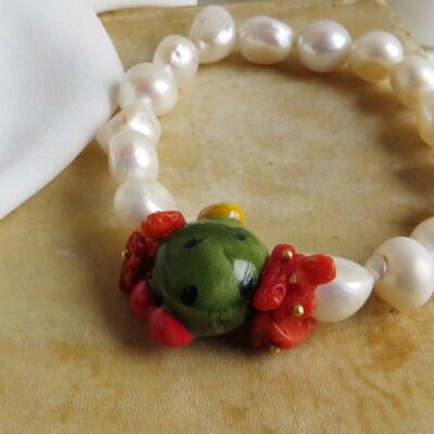 Pearl bracelet with sicily ceramic prickly pear 1