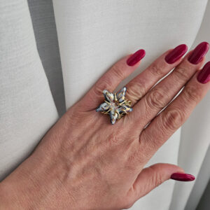 anello in ottone con stella marina in ceramica di caltagirone 2