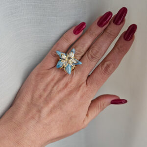 anello in ottone con stella marina in ceramica di caltagirone