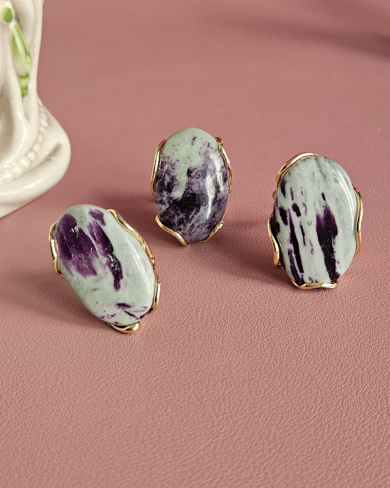 anello ovale in argento 925 placcato oro con pietra naturale kammerite 7 anello ovale in argento 925 placcato oro con pietra naturale kammerite