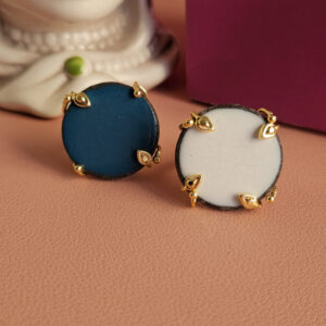 anello tondo con pietra lavica e ceramica colorata