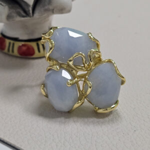 anello triplo con calcedonio