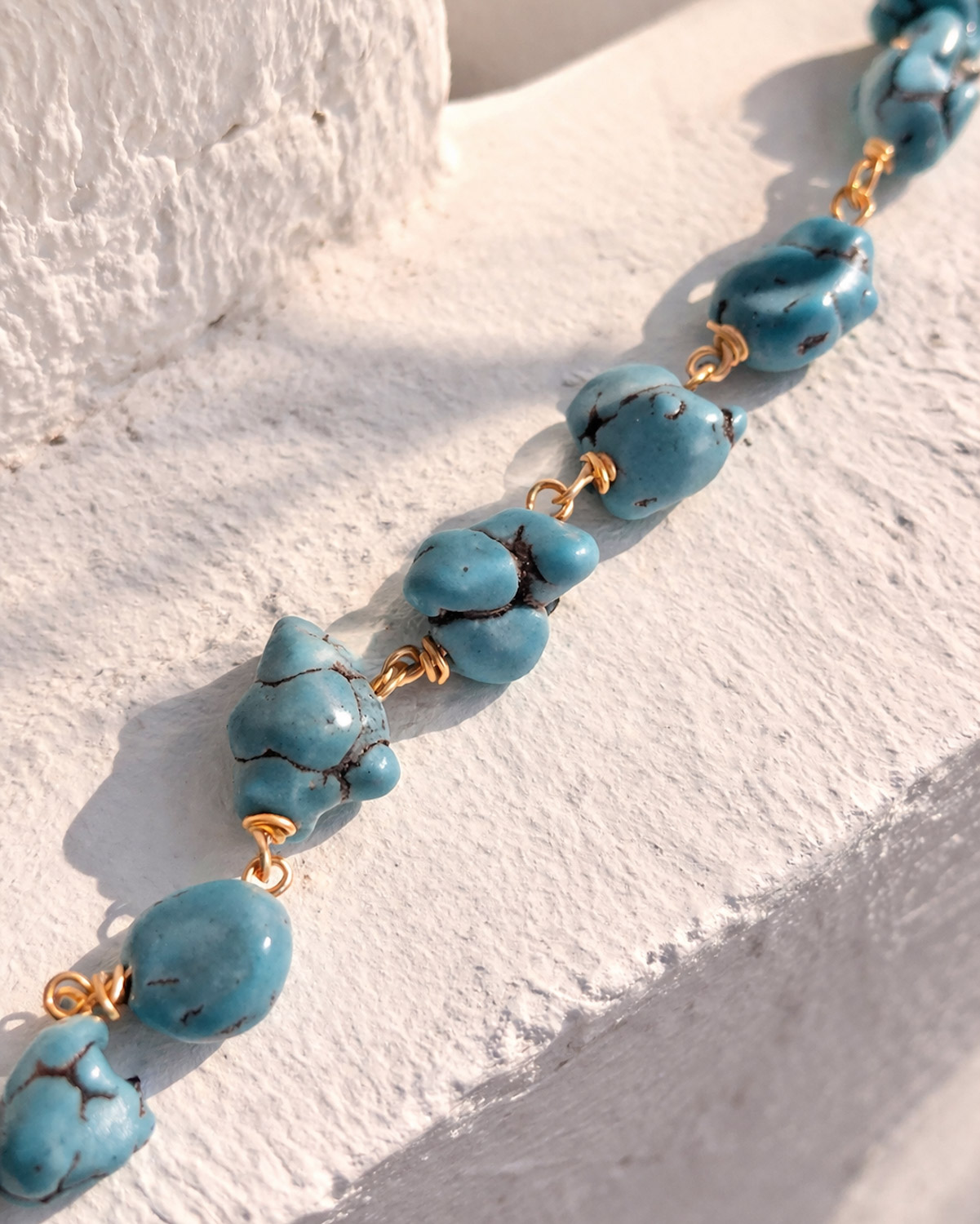 collana a catena con turchese aulite e stella marina in ceramica di caltavgirone 1