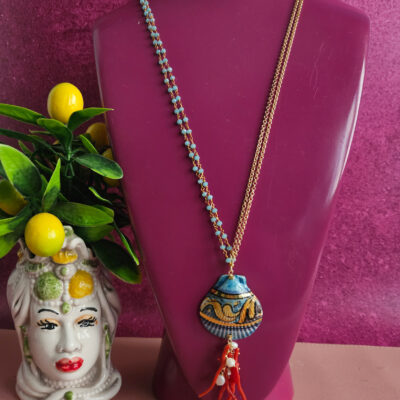 collana a catena doppia con conchiglia in ceramica di caltagirone 5