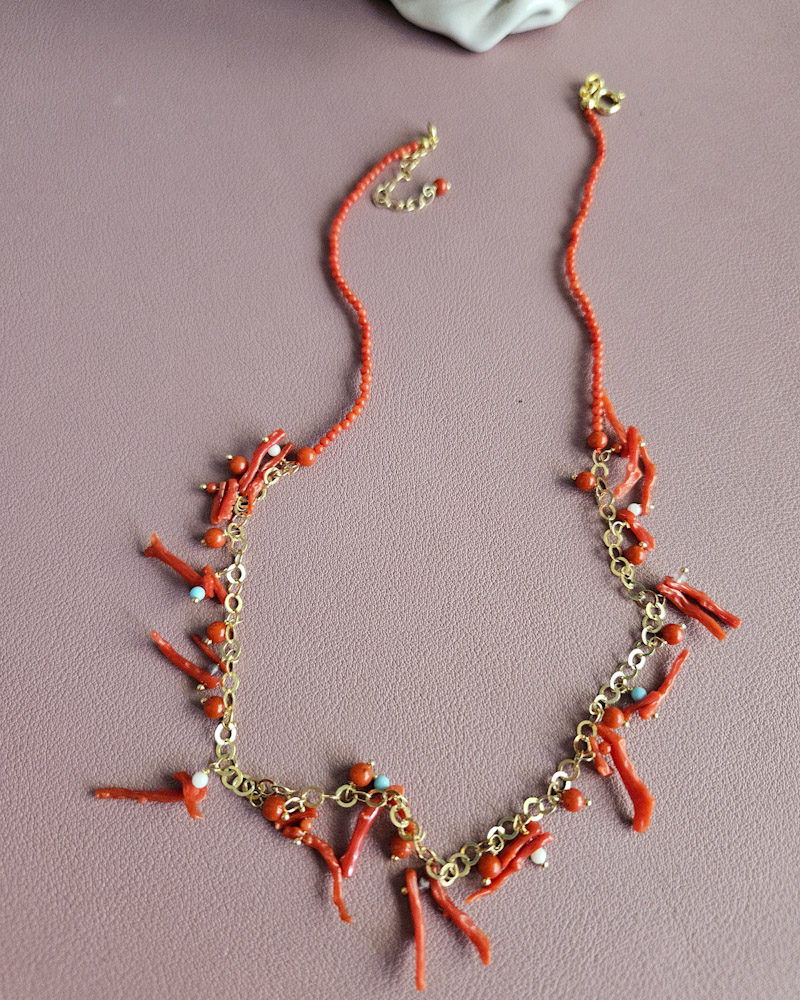 collana con pasta di corallo e corallo naturale rosso collana con pasta di corallo e corallo naturale rosso