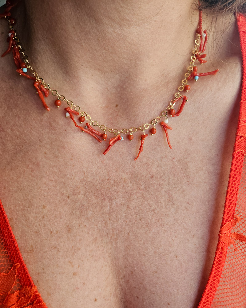 collana con pasta di corallo e corallo naturale rosso 9