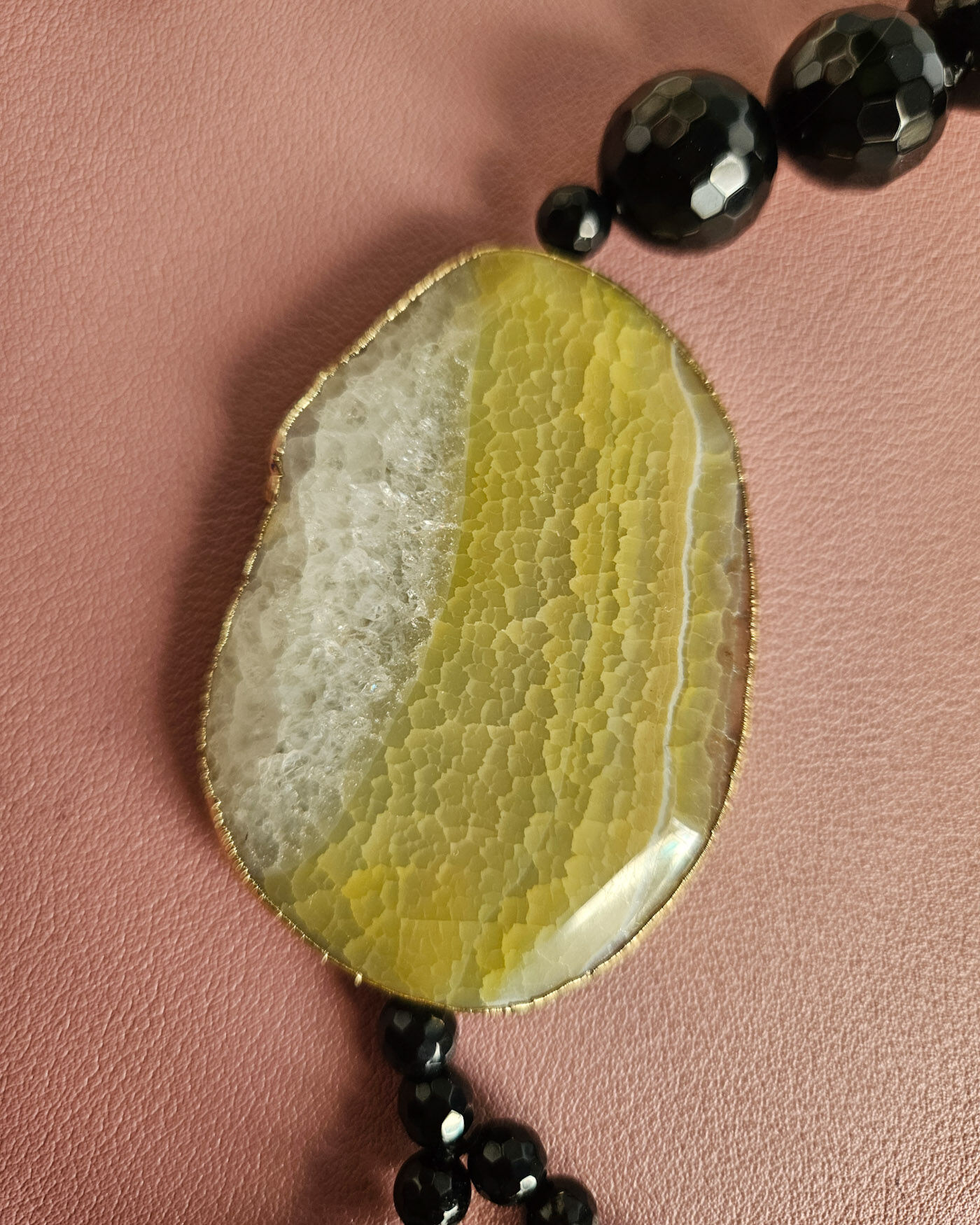 collana doppia in agata neracon giada laterale naturale gialla 2