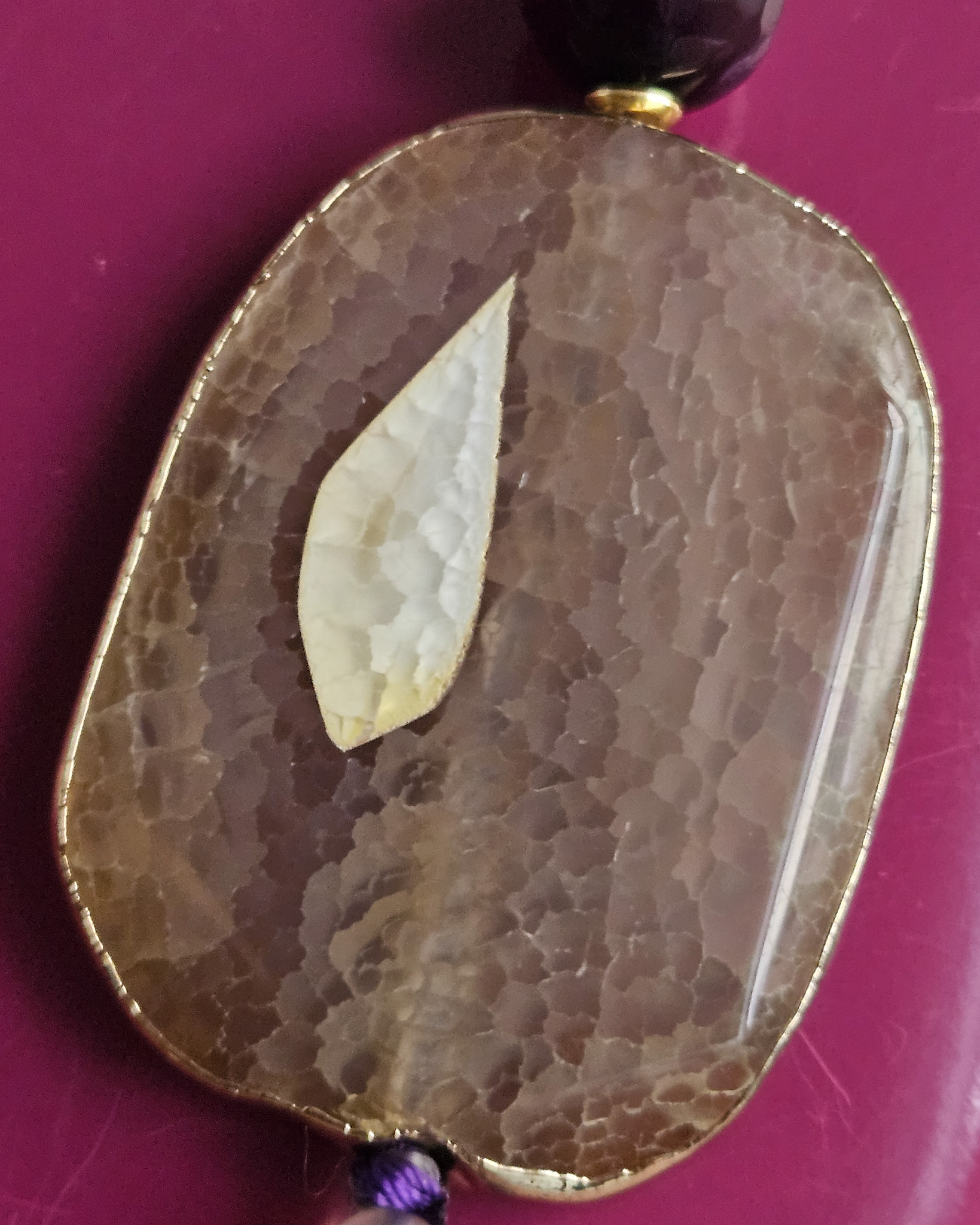 collana doppia pietre agata viola con giada naturale gialla 2