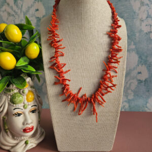 collana girocollo con corallo naturale rosso