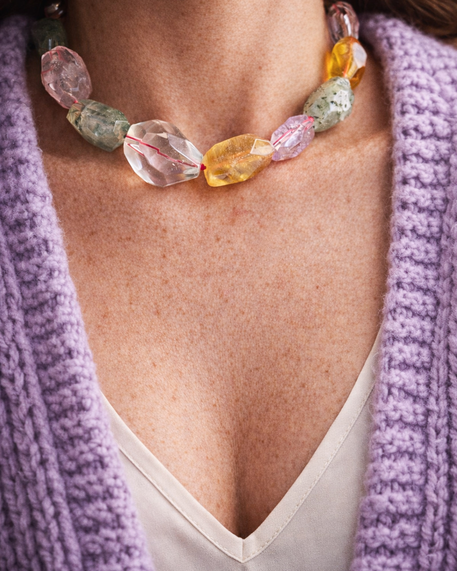collana girocollo con sassi irregolari di quarzo 3 collana girocollo con sassi irregolari di quarzo