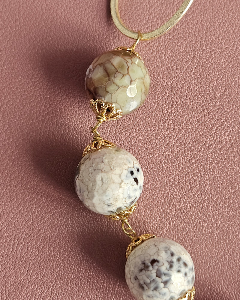 collana siciliana con calcedonio agata fuoco e pesce in ceramica di caltagirone 6