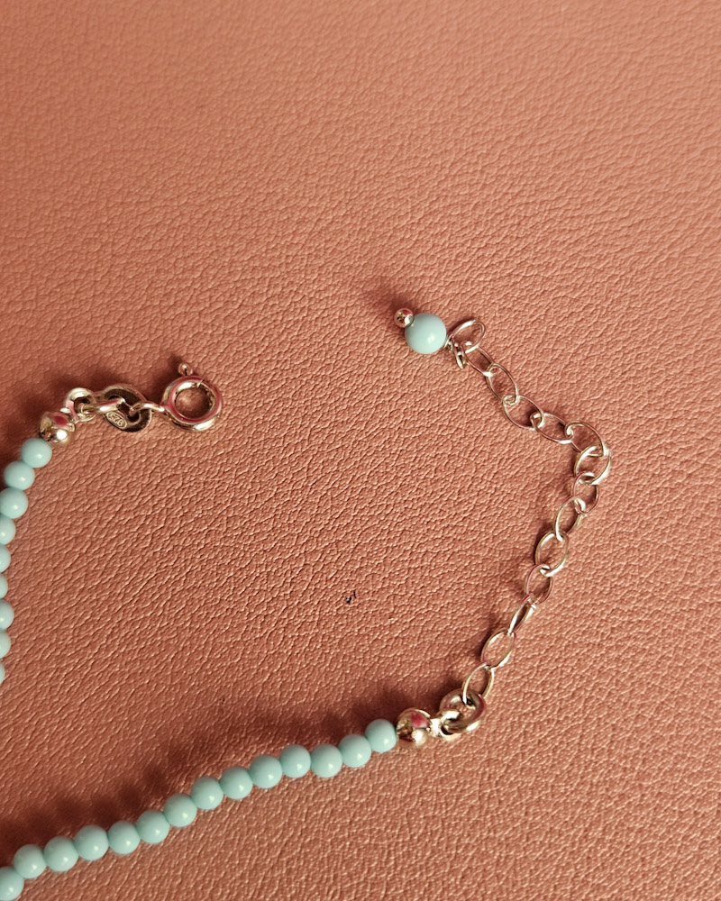 collana sottile in Argento 925 con turchese e corallo rosso 2