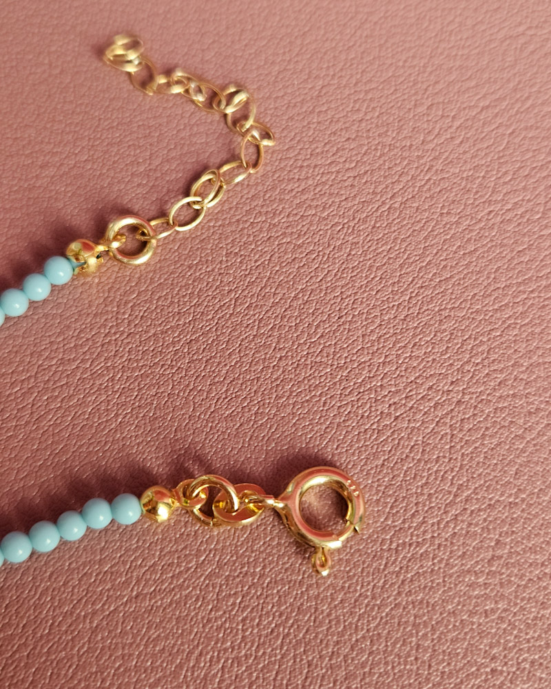 collana sottile in Argento 925 con turchese e corallo rosso 3