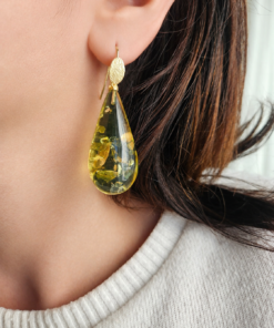 Alternative view of Gold Plated 925 Silver Drop Earrings with Natural Mexican Amber