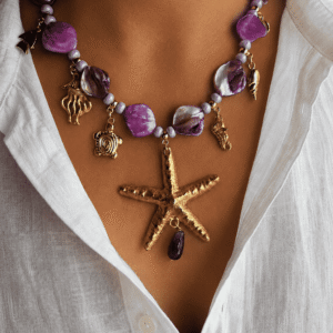 Collana in Madreperla Rosa con Ciondolini e Conchiglie 2