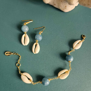 Parure Orecchini e Bracciale con Conchiglie e Angelite